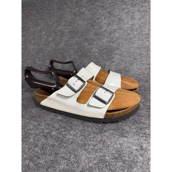 Birkenstock Womens Arizona White Birko Flor Slides Sandals Size 39 US 8 Reg. - Picture 6 of 10